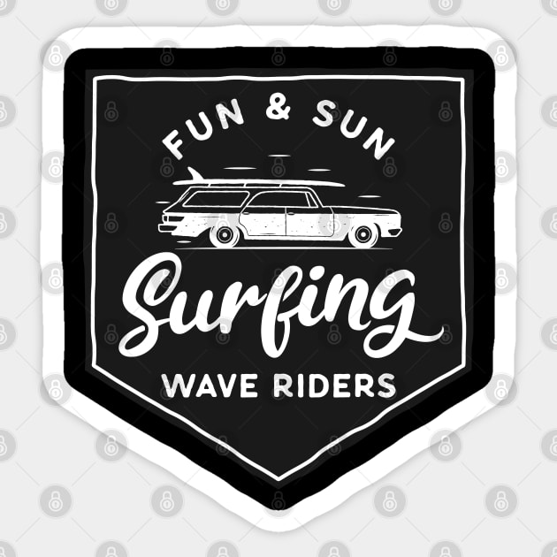 Fun And Sun - surfing - Wave Riders Sticker by busines_night